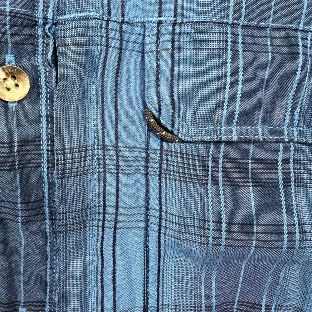 The‎ North Face Mens XL Blue Plaid Short Sleeve Button Down Hiking Shirt Pocket